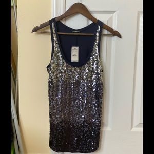 Express XS blue colorblock sequined tank - NWT